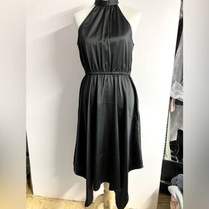 Adyson Parker Women’s Halter Midi Dress, M, Black, Hi/Low Hem, NWT